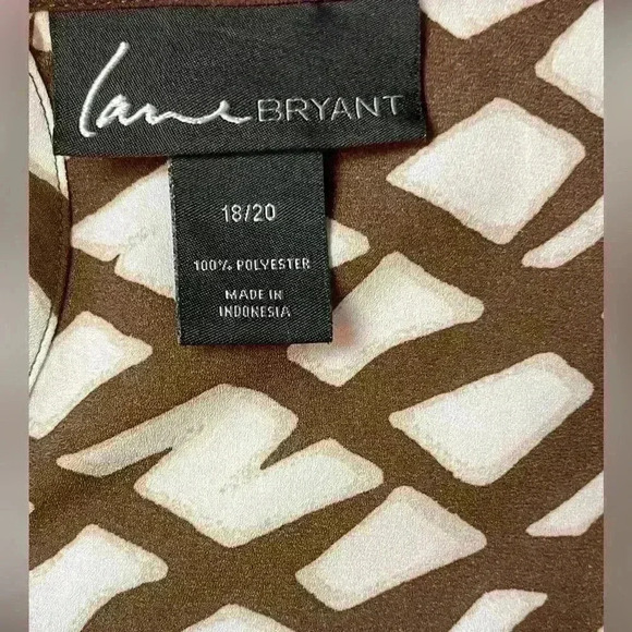 Lane Bryant Brown & White Lightweight Dressy Short Sleeved Blouse Size 18/20 - Picture 4 of 8